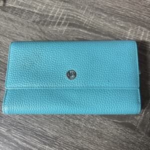 Blue Leather Continental Wallet